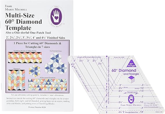 Marti Michell 60 Degree Diamond and Triangle 1-Derful 1-Patch Templates, Fabric, Black, c1