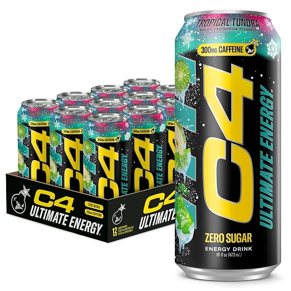 C4 Ultimate Energy Drink with Zero Sugar, Tropical Tundra Frost, 12pk