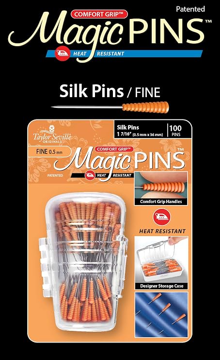 Taylor Seville Originals Comfort Grip Silk Fine Magic Pins-Sewing and Quilting Supplies and Notions-Sewing Notions-100 Count