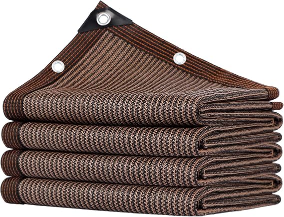 Shade Cloth Brown UV Blocking Shade Sails with Grommets Shade Fabric 5X10ft 10x15ft 20x25ft 30x35ft 40x45ft Sunblock Netting for Plant Covers Porch Screen Pergola Shade Cover Greenhouse(5x5ft)