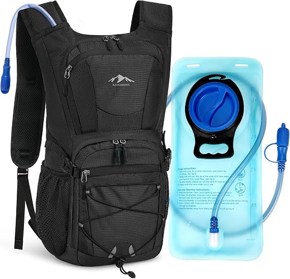 RAINSMORE Hydration Backpack with 2L Water Bladder Lightweight 15L Hiking Water Backpack Large Capacity Hydration Pack for Running Cycling Biking Walking Climbing Fits Men & Women