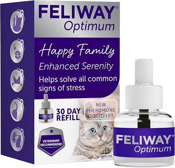 Feliway Optimum Cat Calming Pheromone Plug-In Diffuser Refill, 1 Refill