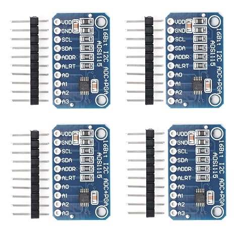 4 PCS ADS1115 16 Bit 16 Byte 4 Channel I2C IIC Analog-to-Digital ADC PGA Converter with Programmable Gain Amplifier High Precision ADC Converter Development Board for Arduino Raspberry Pi
