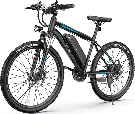 Wooken Electric Bike for Adults with 500W Motor, 27.5'' Ebike with 48V 499WH Removable Battery, Up to 55Miles Electric Mountain Bike, 19.8MPH Adults Electric Bicycle with LCD Display, 21 Speed