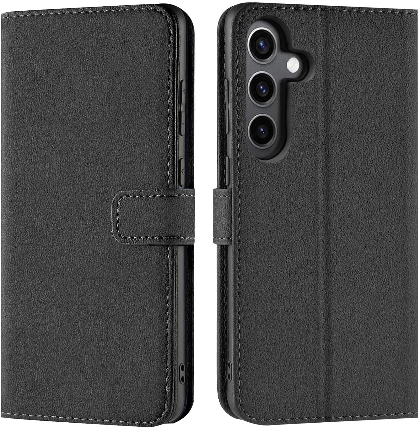 Verco Mobile Phone Case for Samsung Galaxy S24+ Case 6.7 Inches Book Case Flip Cover for Samsung S24 Plus Case [Card Slots/Stand Function] Black