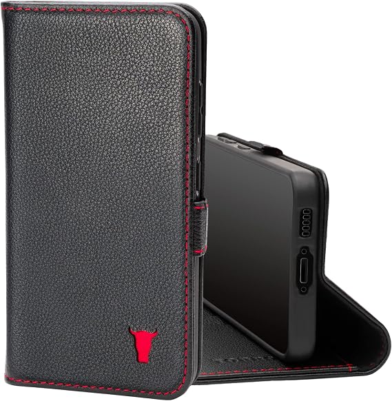 TORRO Case Compatible with Samsung Galaxy S23 5G – Premium Leather Wallet Case with Kickstand and Card Slots (Black)