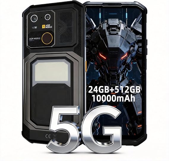 AGM G3 Rugged Android 15 Smartphone, 12GB + 512GB, 5G Unlocked, 6.72" FHD Display, MTK 7300, Fast Wireless Charging, 10000mAh