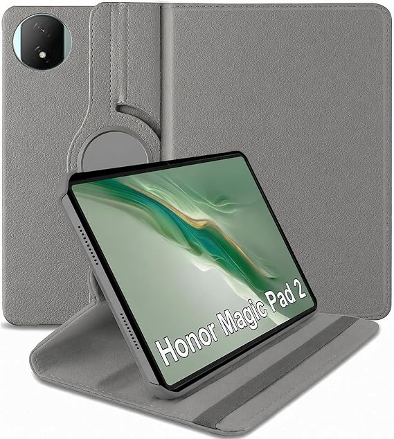 Case for Honor Magic Pad 2 12.3'' 2024, 360 Degree Rotation Protective Stand Leather Folio Cover, Auto Wake/Sleep, Rotating Case for Honor Magic Pad 2 (Grey)