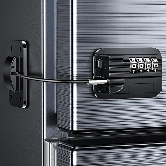Refrigerator Locks with Password, Child Proof Fridge Door Locks for Kitchen Refrigerator, Cabinets and Drawers, Closets, Windows, Doors-No Tools Need or Drill (Patent) (Black - 1 Piece) [Energy Class A]