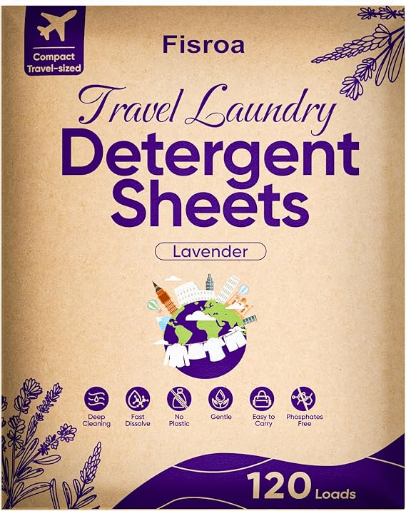 Fisroa Travel Laundry Detergent Sheets 120 Loads Lavender