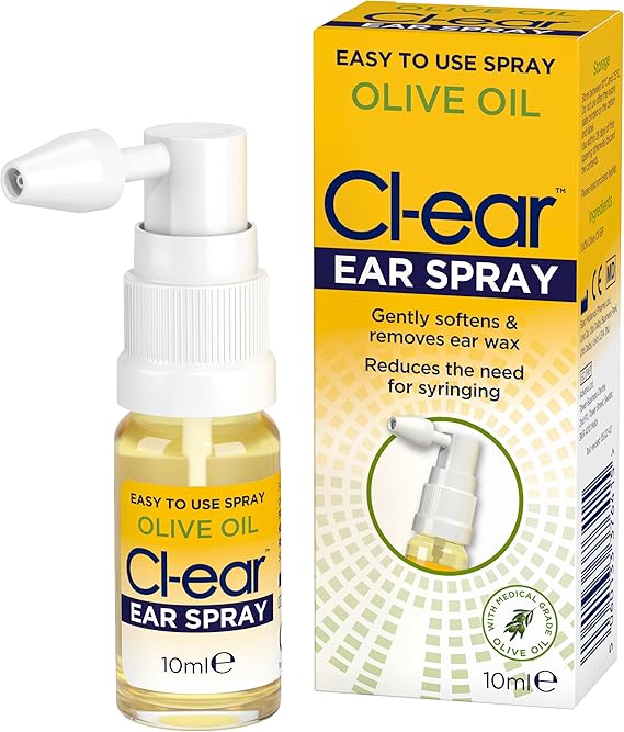 Cl-Ear Olive Oil Ear Spray, Wax Removal, 10ml x 1 Pack | Gently Softens & Prevents Wax Build-Up, Suitable for Adults, Elderly and Children