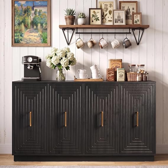 RoyalCraft Buffet Cabinet with Storage, Modern Fluted Sideboard