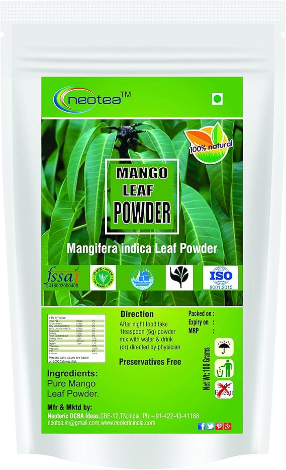 neotea Mango Leaf Powder, 100% Pure & Natural Mango Leaves Powder, Premium Fine Ground Herbal Powder, 300 gm (10.58 OZ)