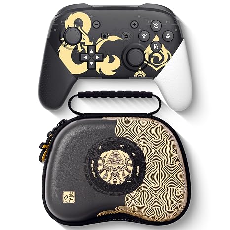 Wireless Switch Controllers with Carrying Storage Case,Compatible with Switch/OLED/Lite/PC-Dual Motor Vibration, Gyro Sensor,Switch Pro Controller with Wake-up,Screenshot,NFC,Turbo Function -Black&White