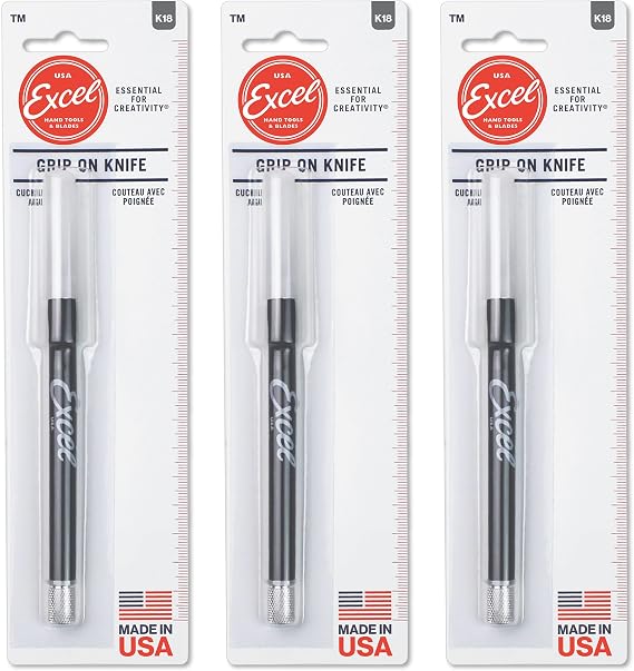 Excel Blades K18 3-Pack Soft Grip Hobby Craft Knives, #11 Blades, Grey