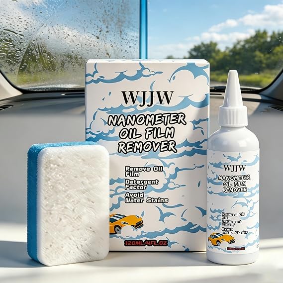 Glass Emulsion Cleaner, Windshield Oil Film Remover, Nano Rare Earth Windshield Cleaner, Remove Water Spots, Wax & Grime, Restore Clarity for Auto Windows, Shower Doors & Home Glass