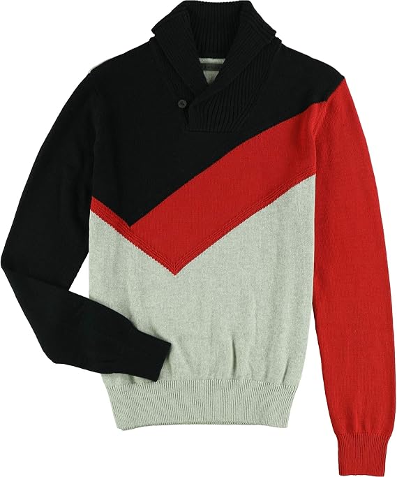 Sean John Men's Long Sleeve Shawl Neck Color Block Intarisa Sweater
