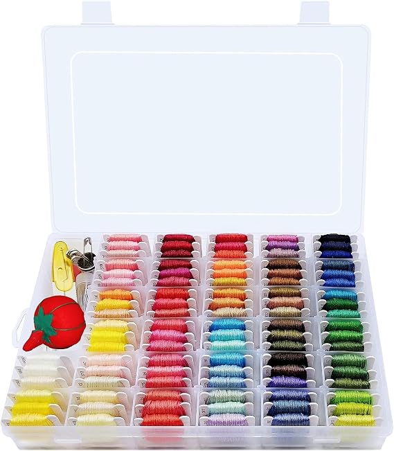 Peirich Embroidery Floss Cross Stitch Supplies, Friendship Bracelets String Kit Embroidery Floss Kit Cross Stitch Kits with Organizer Sewing Boxes Cross Stitch Tools - Gift for Christmas Birthday