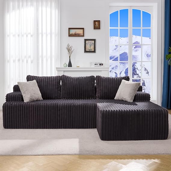 Hobestluk Boneless Couch Modular Sectional Sofa L-Shape Cloud Couch Lounge