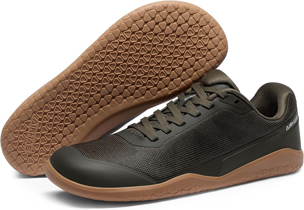 AIRHAS Men's Barefoot Training Shoes Zero Drop Minimalist Sneakers Anatomical Toe Design for Weightlifting and Fitness