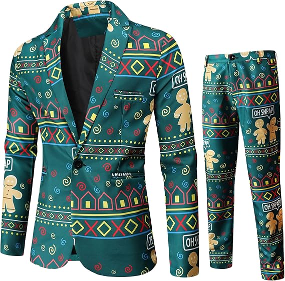 Men's Casual 3D Printed Blazer Jacket Suit 3 Piece Notched Lapel Floral Sport Coat Casual Slim Fit Dress Tuxodo