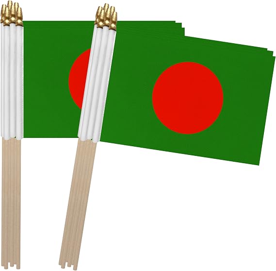 TSMD Bangladesh Stick Flag Bangladeshi Small Mini Hand Held Flags,5x8 Inch,12 Pack