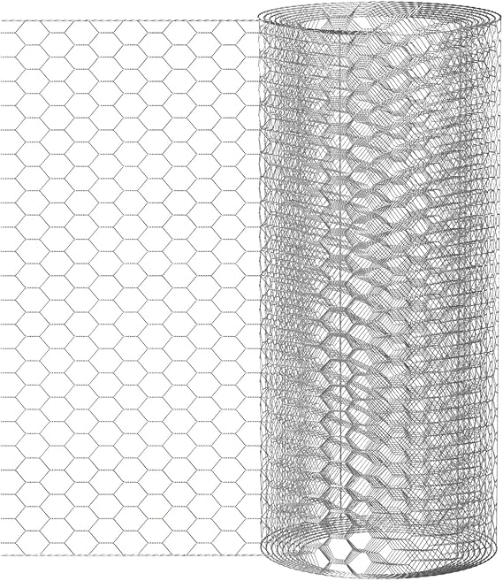 Chicken Netting Wire Mesh Roll, 60cm x 5m Galvanized Hexagonal Chicken Wire Mesh Garden Netting for Home Crafts Projects, Vegetables Protection, 25mm Hole, Easy to Cut (Galvanized Silver)