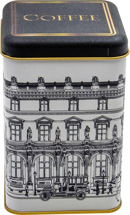 EVLE-Er022-2a City Coffee Desenli Kare Metal Saklama Kabı 11x11 Cm (City Coffee)