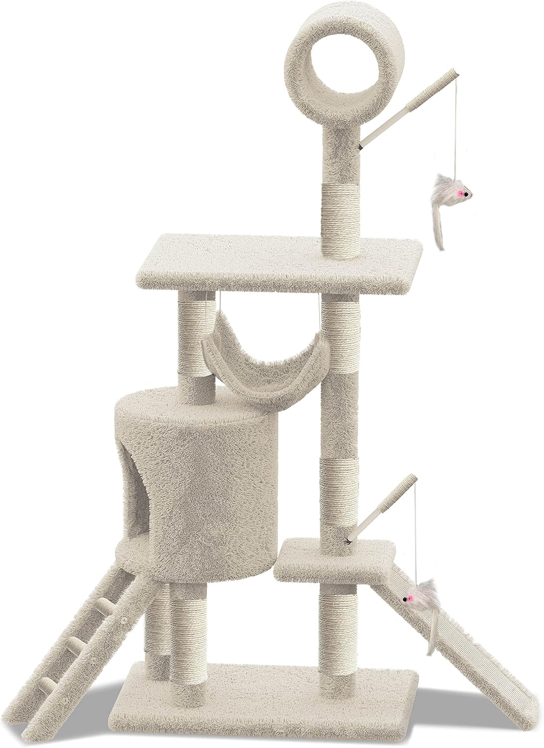 VOUNOT Cat Tree Tower, Cat Condo with Sisal Scratching Post, Multi Level Cat Climbing Frame Indoors, Cat Activity Tree, Beige, XXL, 4829370908695