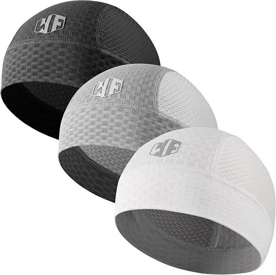 WTACTFUL 3-Pack Breathable Mesh Skull Cap Sweat Wicking Helmet Liner Summer