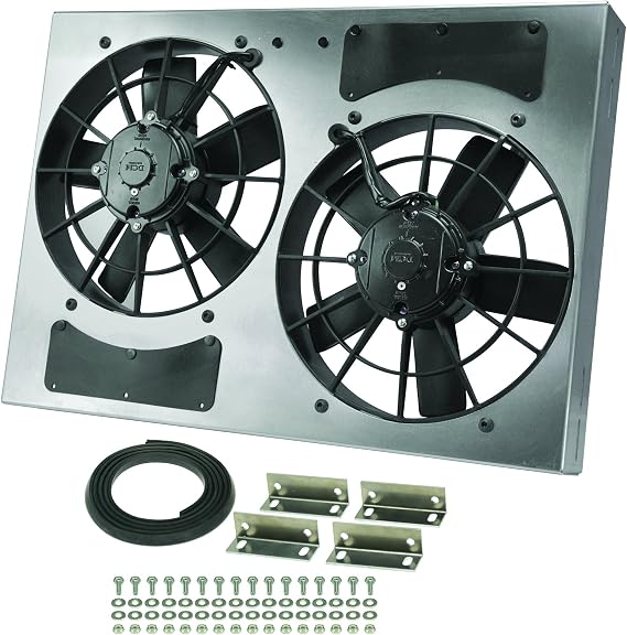 Derale 16833 Dual Radiator Fan with Aluminum Shroud Assembly