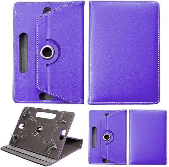 Universal 8 inch Tablet Case, PU Leather Stand Case Folio Cover 360° Rotating Case Fits for All 8.0" Inch Samsung, Lenovo, Acer, Huawei, Sony, iPad, Toshiba Android Tablets (Purple)