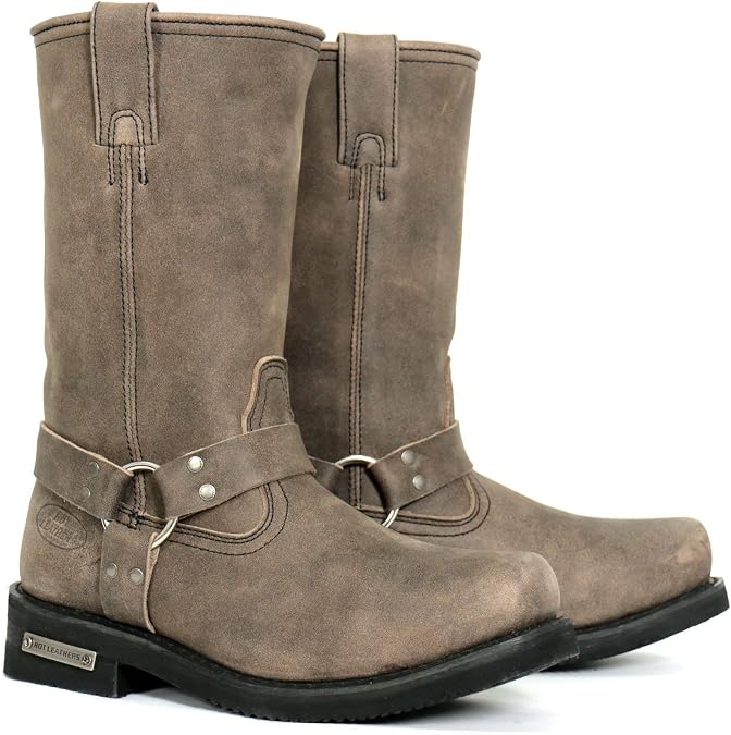Hot Leathers Men's Dust Rider Stone-Wash Brown Harness Boots, BTM1003