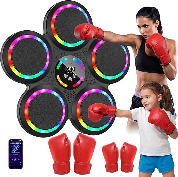 2026 Music Boxing Machine for Adults & Kids, Wall Mount, 2 Pairs of Gloves