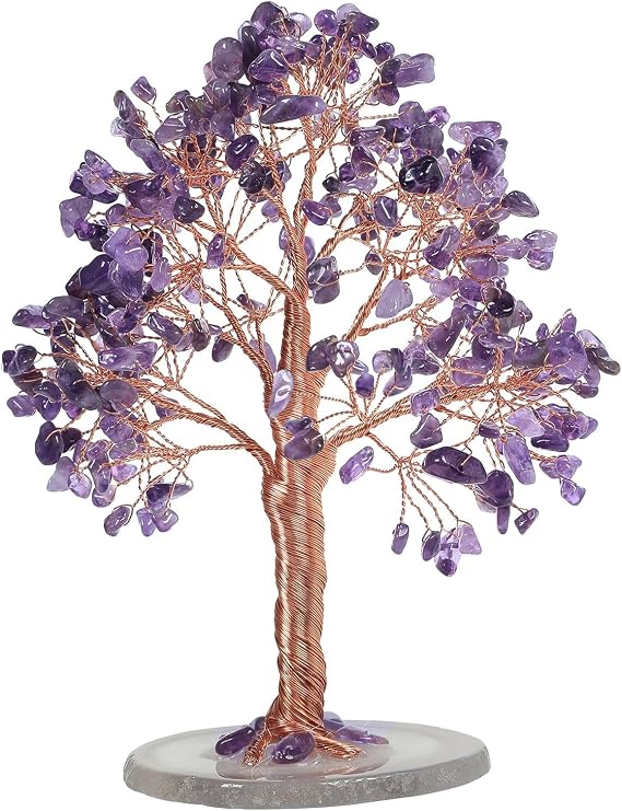 Amethyst Crystal Tree of Life with Agate Slice Base