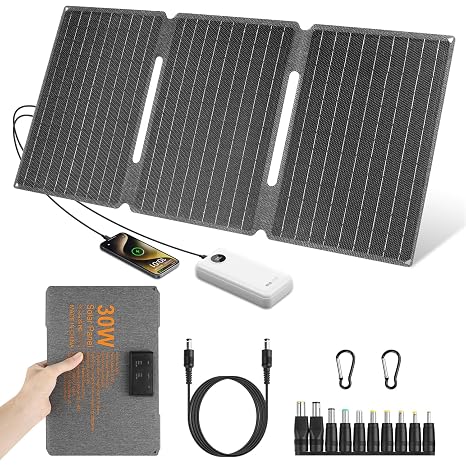 Solar Charger 30 W 18 V Kit: Foldable Solar Panel Camping Solar Panel ETFE