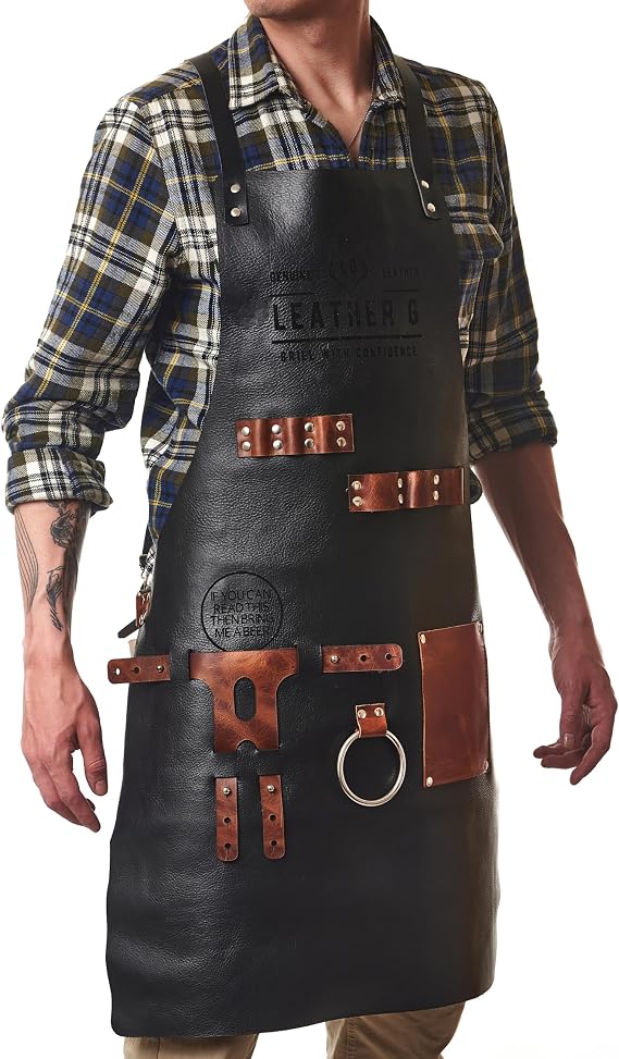 Leather Apron for Men: Grill, BBQ, Pitmaster, Chef, Bartender - Handcrafted Leather Apron Durable and Stylish