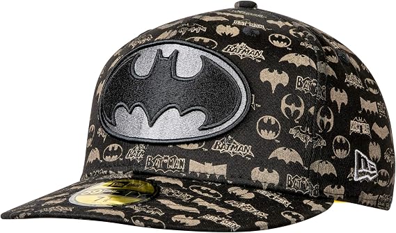 New Era Batman Laser Etched All Over Logos 59Fifty Hat 7 Fitted Black