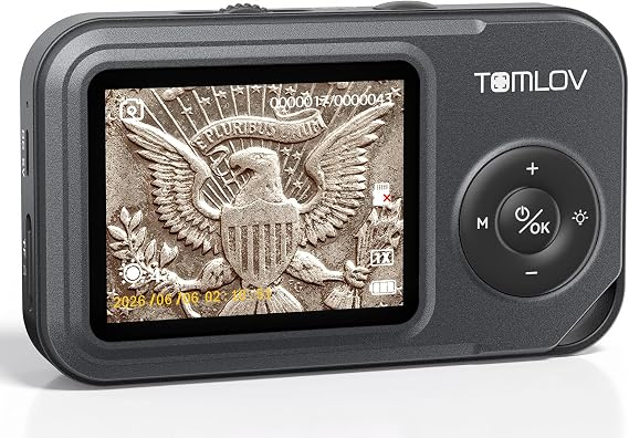 TOMLOV P50 Handheld Digital Microscope, Adjustable Focus, 2.4" IPS Screen