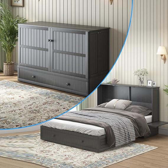 PUREMIND Queen Murphy Bed with Mattress Included for Small Space/Guest Room