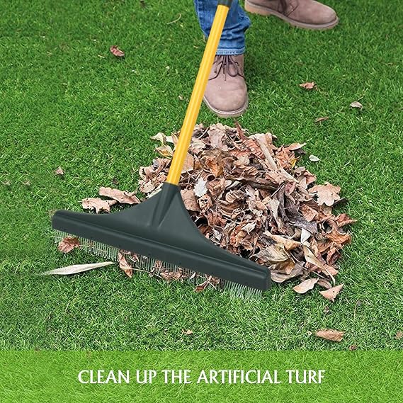 Gardtech Artificial Turf Rake, Turf Brush for Artificial Grass, 3-Section Design Adjustable up to 63 Inch, Heavy Duty Turf Rake for Artificial Turf, Efficient Leaf & Debris Cleaning