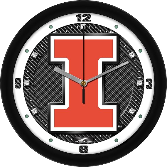Illinois Fighting Illini - Carbon Fiber Textured Wall Clock 