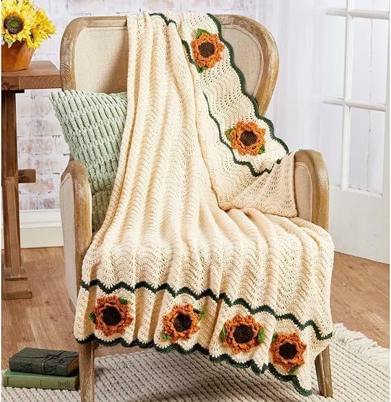 Herrschners Sunflower Ripple Afghan Crochet Kit