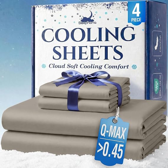 Cooling Sheets - BreezeWeave 4 PC Queen Size Cooling Bed Sheets for Hot Sleepers & Deep, Cool Rest - Cloud Soft, Silky Smooth, 16 in Deep Pocket, Ultra Durable (Beige)
