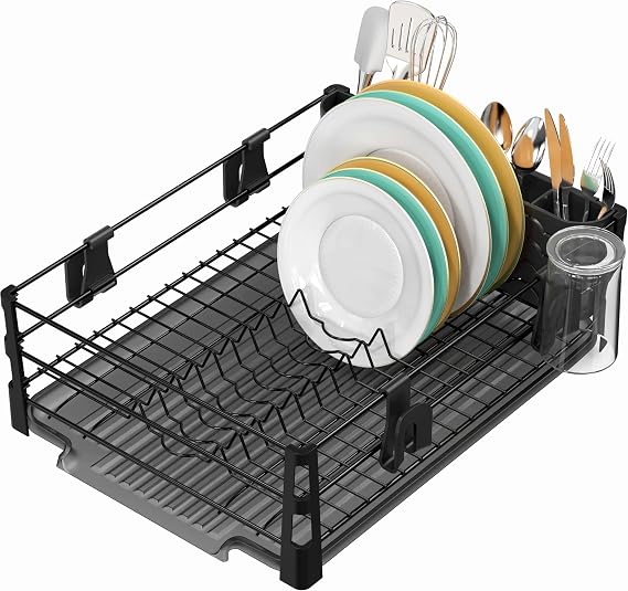 Simple Houseware Dish Drying Rack, Black