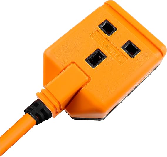 Masterplug One Socket Single Extension Lead, 5 Metre Cable, Unswitched, Heavy Duty, Rewireable, 1-Way Plug Extension Cable, Work Power, Permaplug, Orange, 13A, 1G, 5m, EXS1315O