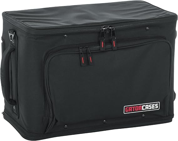 Gator Cases Lightweight Rack Bag with Removable Shoulder Strap, Pull handle, and Wheels, 4U Rack - 12.5" Rackable Depth (GR-RACKBAG-4UW)