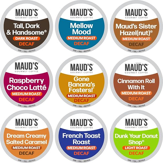 Maud's Decaf Coffee Pods Variety Pack, 80ct, 9 Assorted Roasts & Flavors