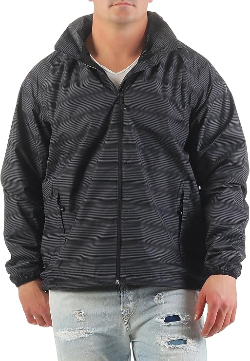 Killtec FEDON ALLOVER RAINCOAT WITH RETRACTABLE HOOD, PACKABLE (Medium, Black)