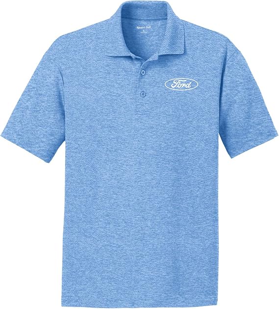 White Ford Oval Crest Chest Print Textured Polo Shirt